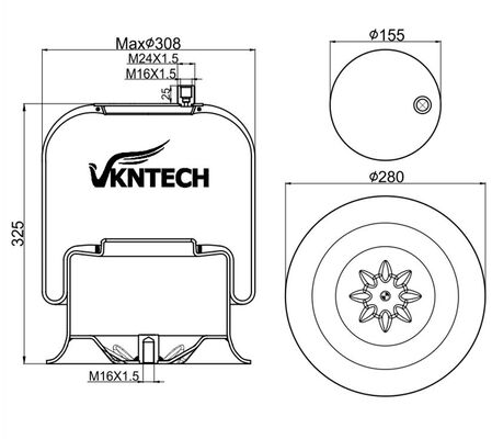 فنر بادی کامیون برای مرسدس بنز A 974.320.04.17 A 946.320.04.17 کانتیننتک 4757NP09 دانلوپ D13T02 گودیر 9520 سی اف گاما 1VSC30026 206786 جایگزین شده توسط VKNTECH 1K4757-3