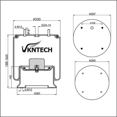 تعلیق فنر بادی HENDRICKSON AM136346 Firestone W01-358-6346 تعویض با VKNTECH 1K6346